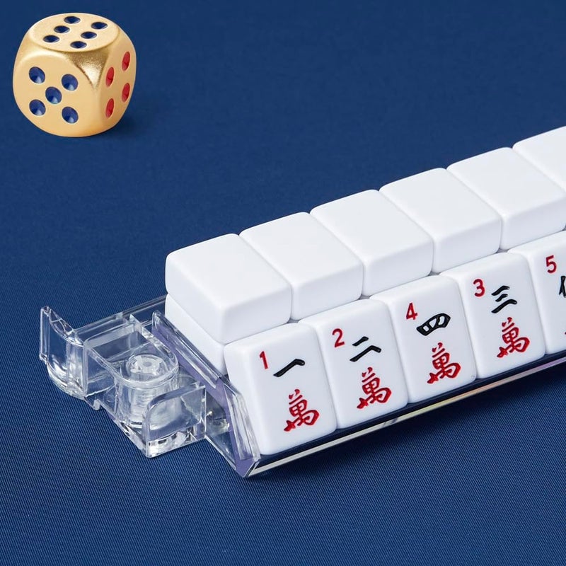 Taikula Mahjong Racks with Pushers, Clear Acrylic American Majiang Tile Racks, Enhanced Mah Jongg Tile Holders Set of 4 with 3 Goldern Dics (Transparency) - Image 3